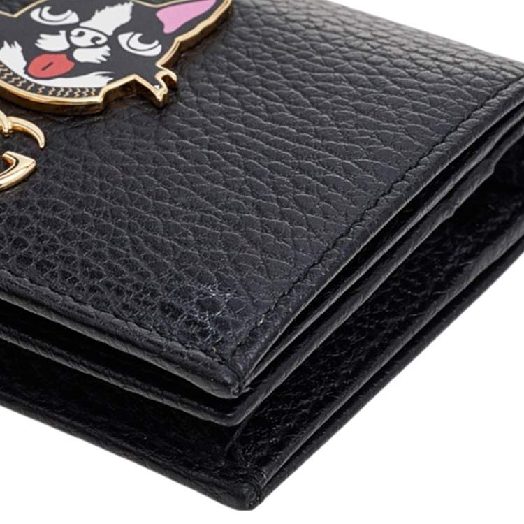 Pre Owned Gucci Black Leather GG Marmont Limited Edition Bosco Card Case