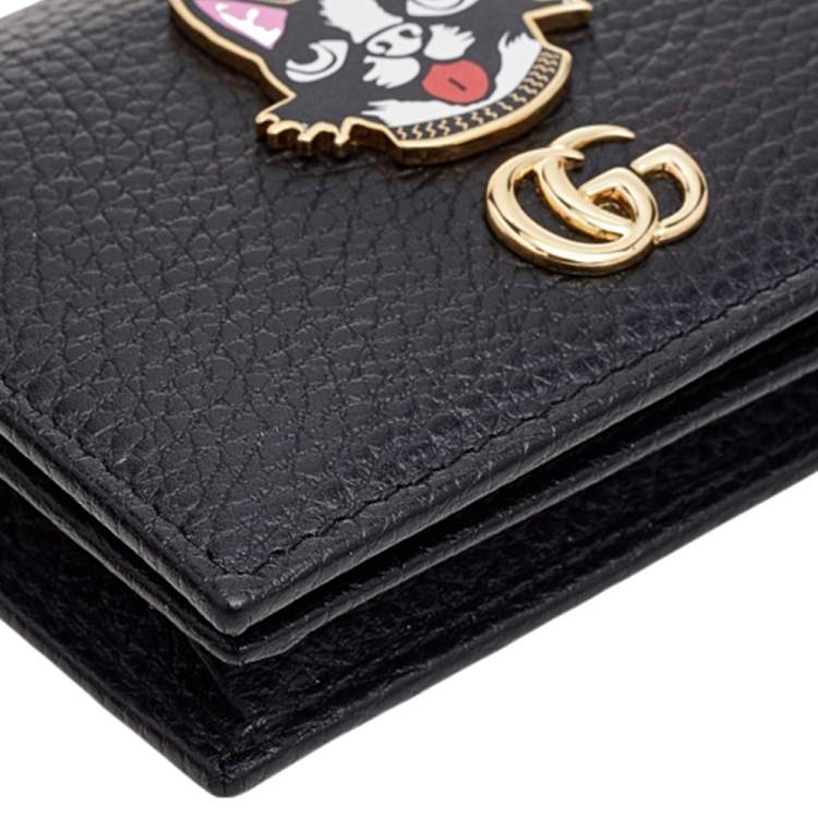 Pre Owned Gucci Black Leather GG Marmont Limited Edition Bosco Card Case