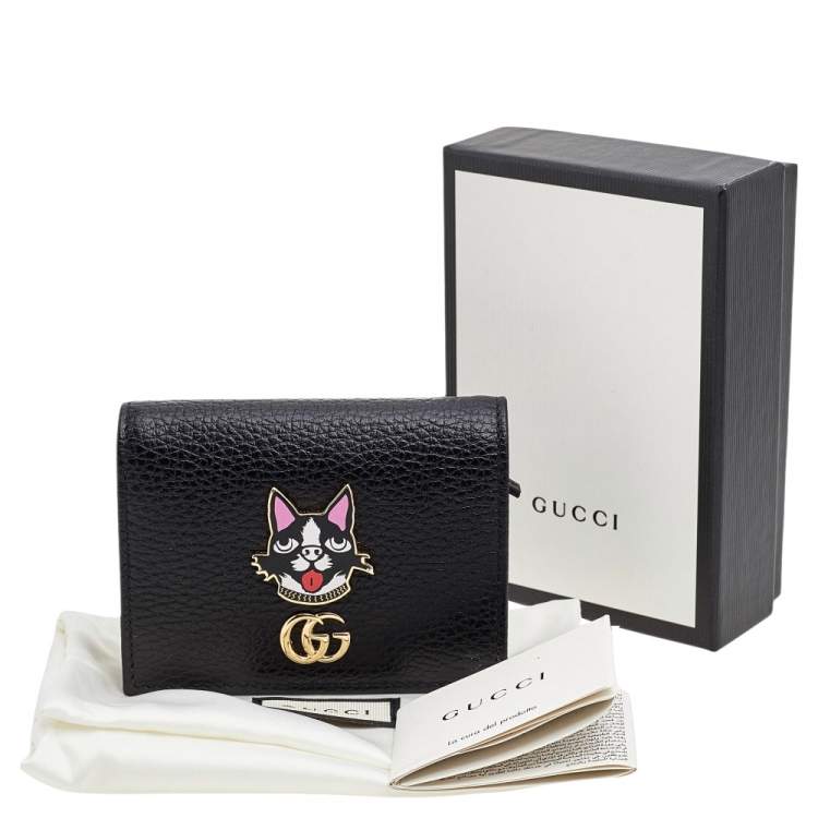 Pre Owned Gucci Black Leather GG Marmont Limited Edition Bosco Card Case