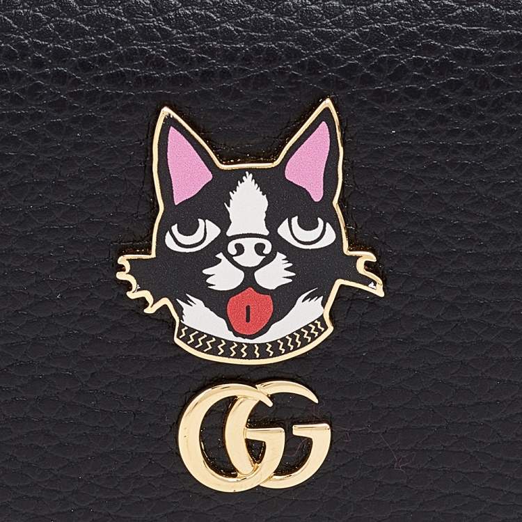 Pre Owned Gucci Black Leather GG Marmont Limited Edition Bosco Card Case