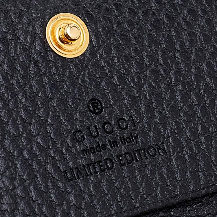 Pre Owned Gucci Black Leather GG Marmont Limited Edition Bosco Card Case