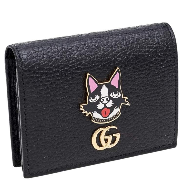 Pre Owned Gucci Black Leather GG Marmont Limited Edition Bosco Card Case