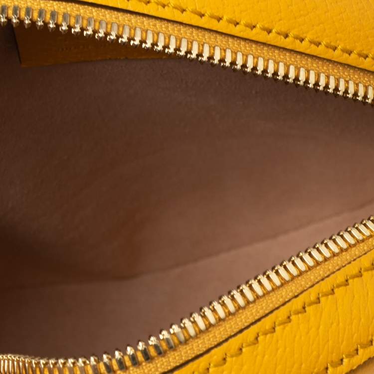 Pre Owned Gucci Mustard GG Supreme Canvas and Leather Mini Ophidia Floral Round Bag