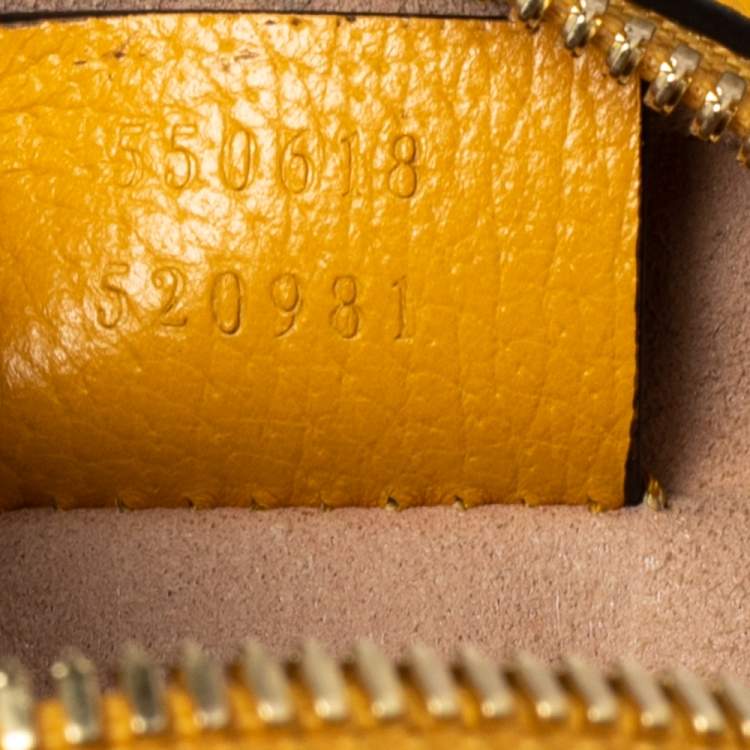 Pre Owned Gucci Mustard GG Supreme Canvas and Leather Mini Ophidia Floral Round Bag