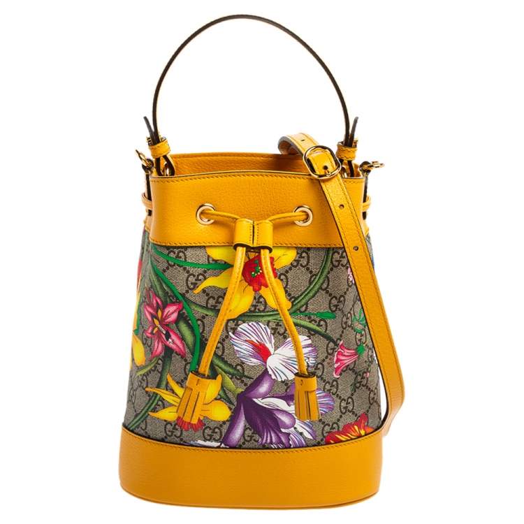 Gucci Mustard GG Supreme Canvas and Leather Small Ophidia