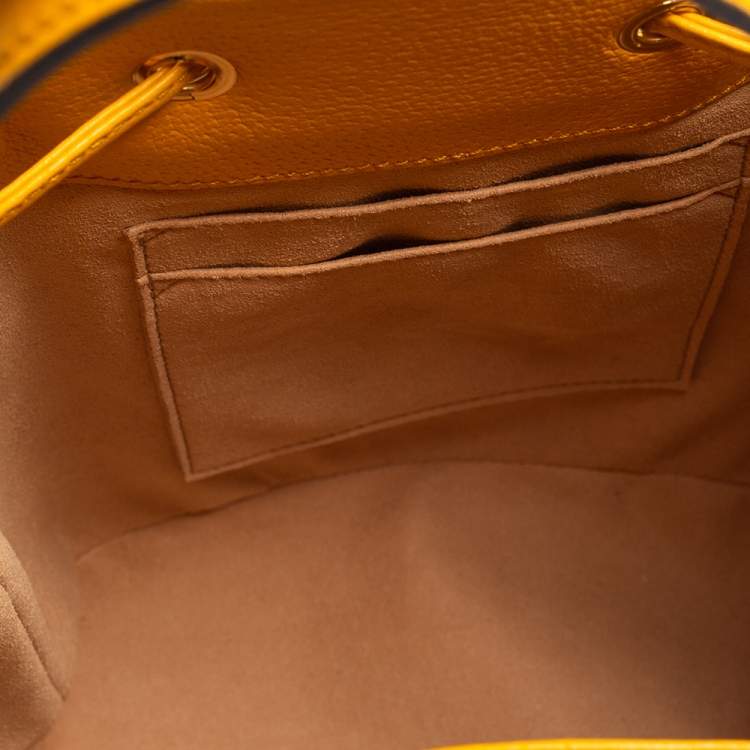 Pre Owned Gucci Mustard GG Supreme Canvas and Leather Small Ophidia Floral Bucket Bag