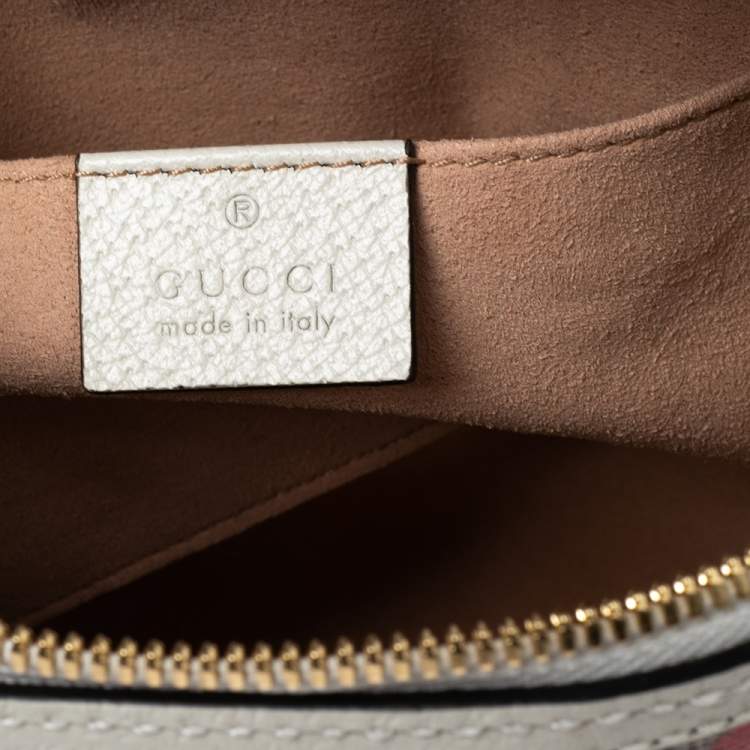 Pre Owned Gucci White GG Supreme Canvas and Leather Small GG Ophidia Floral Shoulder Bag