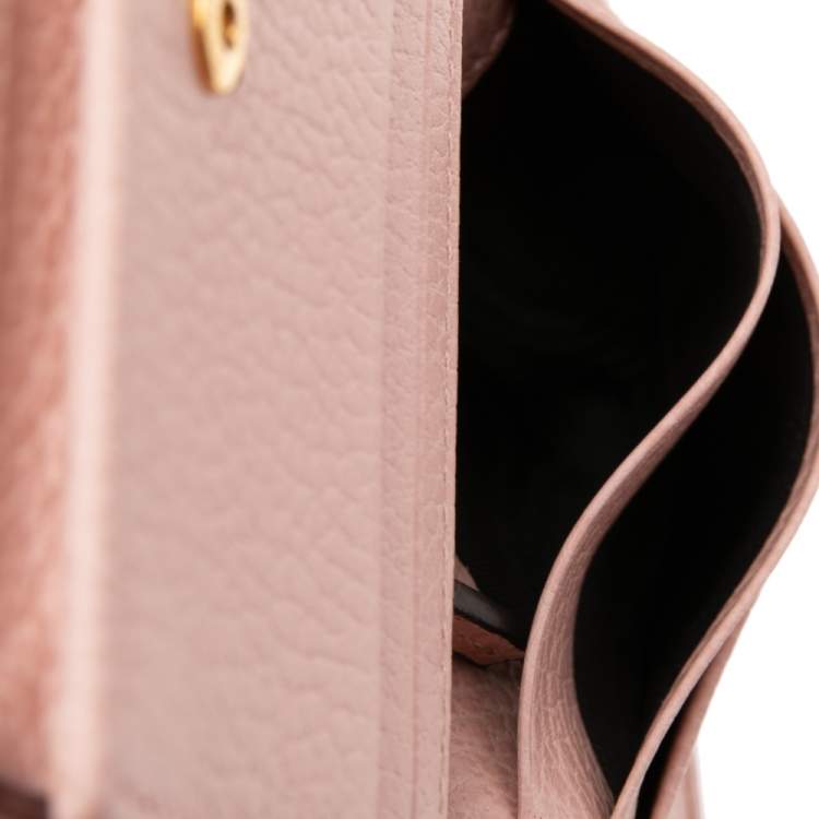 Pre Owned Gucci Pink Leather GG Marmont Flap Compact Wallet