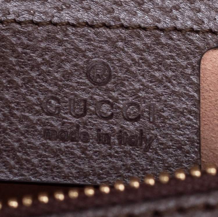 Pre Owned Gucci Brown/Beige GG Supreme Canvas and Leather Small Ophidia Square Top Handle Bag