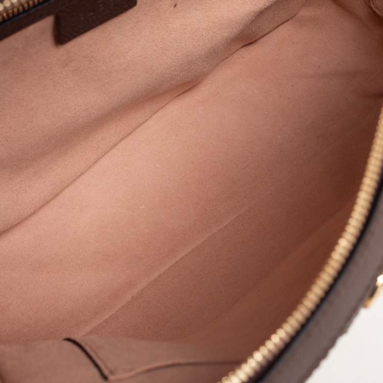 Pre Owned Gucci Brown/Beige GG Supreme Canvas and Leather Small Ophidia Square Top Handle Bag