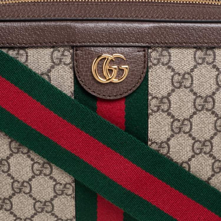 Pre Owned Gucci Brown/Beige GG Supreme Canvas and Leather Small Ophidia Square Top Handle Bag