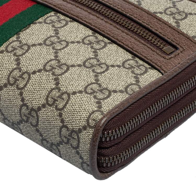 Pre Owned Gucci Beige/Brown GG Supreme Canvas and Leather Ophidia Crossbody Bag