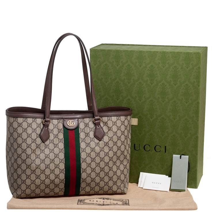 Pre Owned Gucci Beige/Ebony GG Supreme Canvas Medium Ophidia Tote