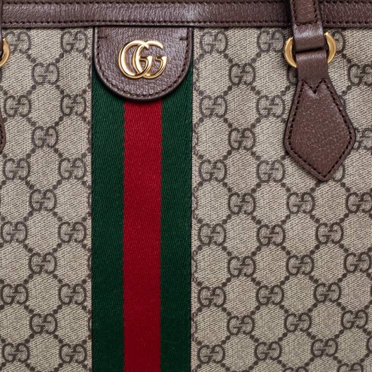 Pre Owned Gucci Beige/Ebony GG Supreme Canvas Medium Ophidia Tote