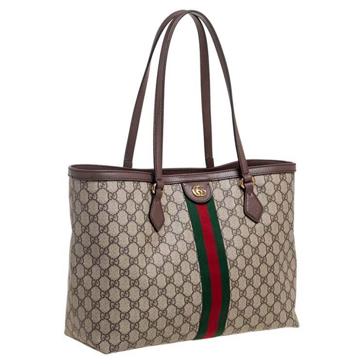 Pre Owned Gucci Beige/Ebony GG Supreme Canvas Medium Ophidia Tote