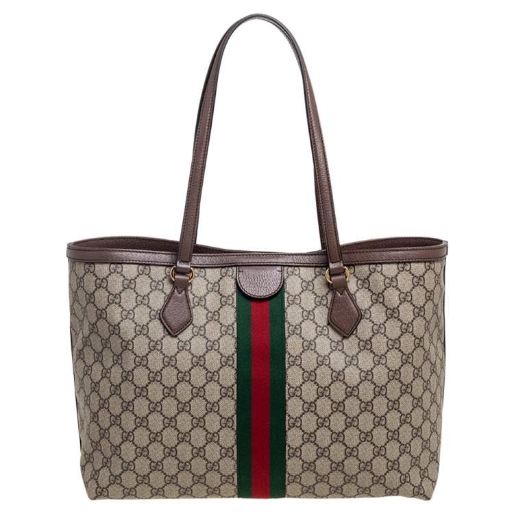 Pre Owned Gucci Beige/Ebony GG Supreme Canvas Medium Ophidia Tote