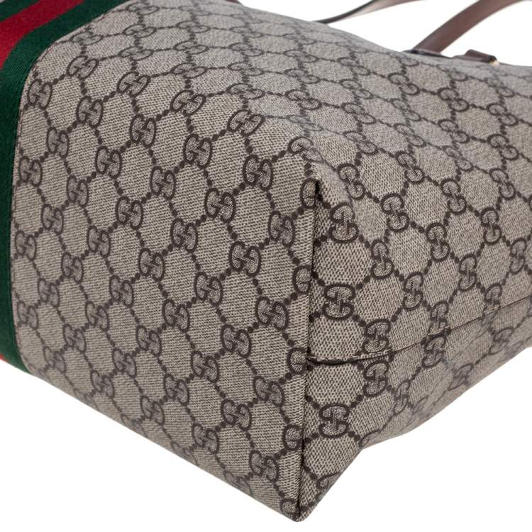 Pre Owned Gucci Beige/Ebony GG Supreme Canvas Medium Ophidia Tote