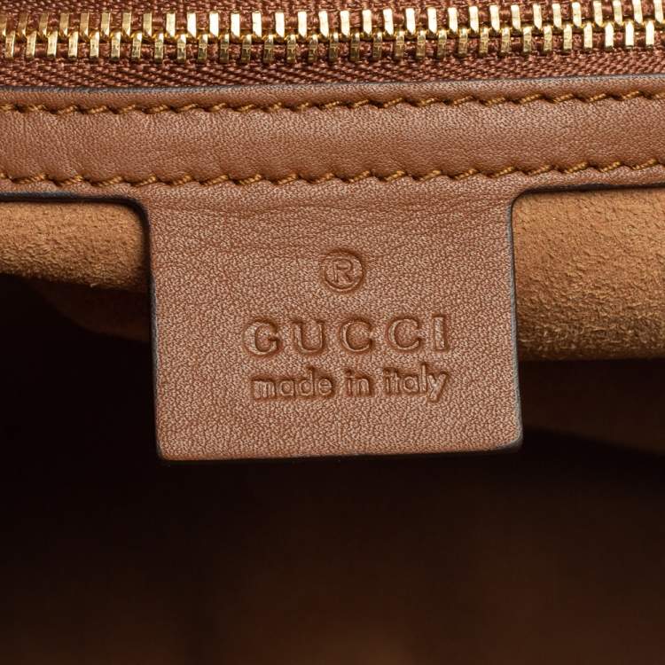 Pre Owned Gucci Beige/Brown GG Supreme Canvas And Leather Top Handle Bag