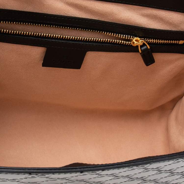 Pre Owned Gucci Black Guccissima Leather Medium Padlock Top Handle Bag