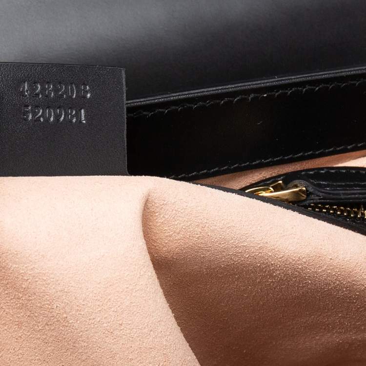 Pre Owned Gucci Black Guccissima Leather Medium Padlock Top Handle Bag