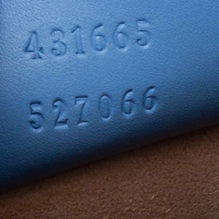 مملوكة مسبقًا Gucci Blue Floral Embroidered Leather Medium Sylvie Top Handle Bag