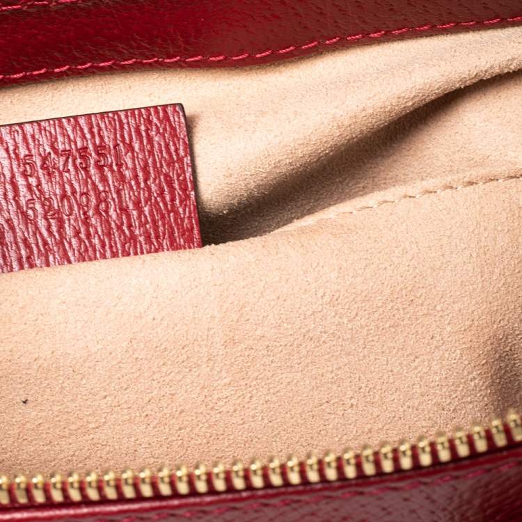 Pre Owned Gucci Red GG Supreme Canvas and Leather Small Ophidia Floral Tote 