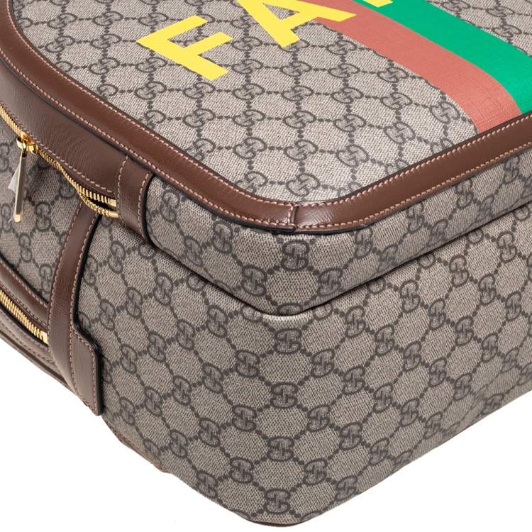 Pre Owned Gucci Beige/Ebony GG Supreme Canvas and Leather Not Fake Backpack