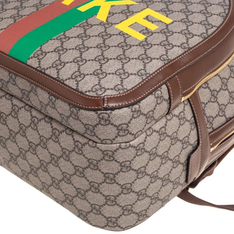 Pre Owned Gucci Beige/Ebony GG Supreme Canvas and Leather Not Fake Backpack