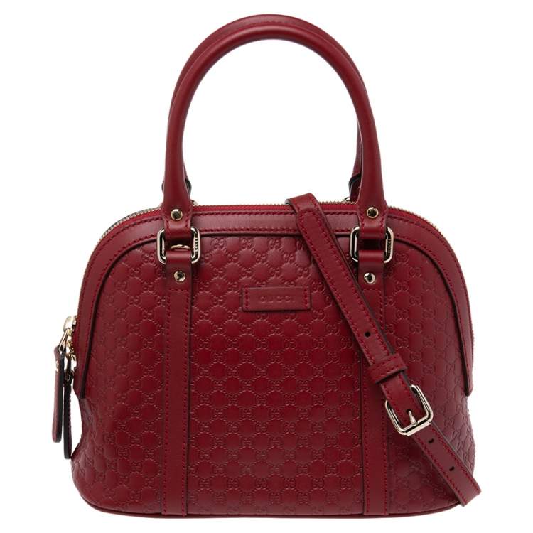 tas satchel Gucci Dome Microguccissima Mini Red Leather Satchel