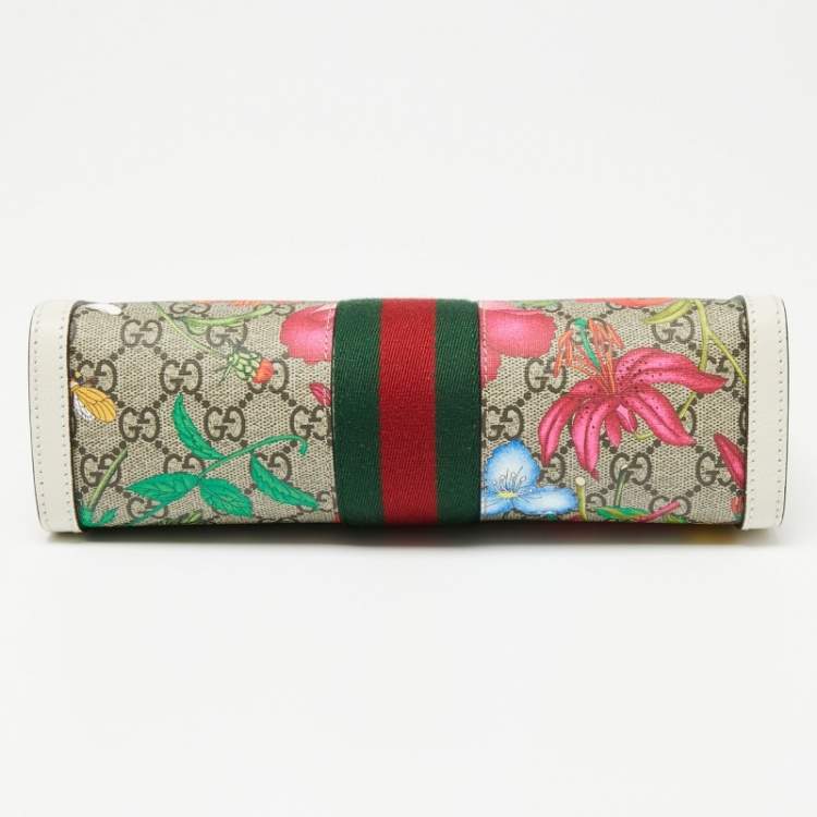 Pre Owned Gucci Multicolor Floral Prints GG Supreme Canvas Ophidia Shoulder Bag