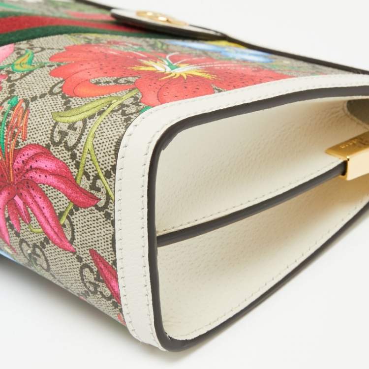 Pre Owned Gucci Multicolor Floral Prints GG Supreme Canvas Ophidia Shoulder Bag
