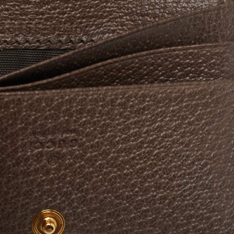 Pre Owned Gucci Beige/Brown GG Supreme Canvas and Leather Ophidia Web Compact Wallet