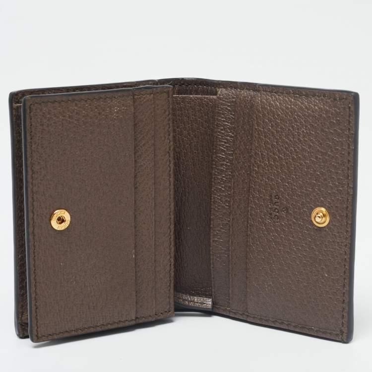 Pre Owned Gucci Beige/Brown GG Supreme Canvas and Leather Ophidia Web Compact Wallet