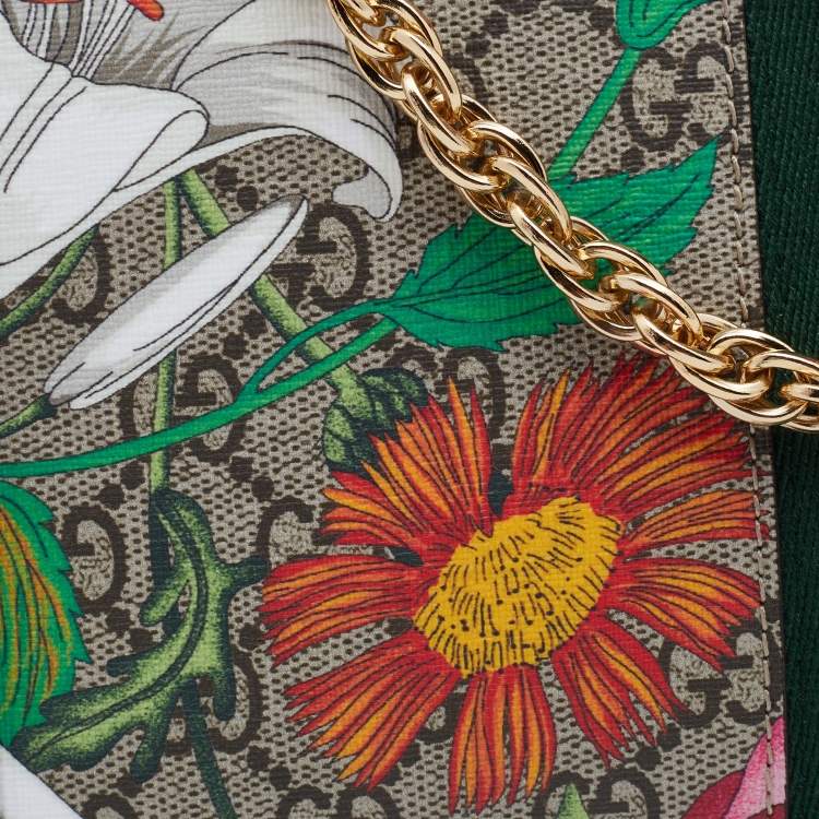 Pre Owned Gucci Multicolor GG Supreme Canvas And Leather Small Ophidia Flora Shoulder Bag