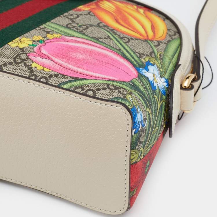 Pre Owned Gucci Multicolor GG Supreme Canvas And Leather Small Ophidia Flora Dome Bag