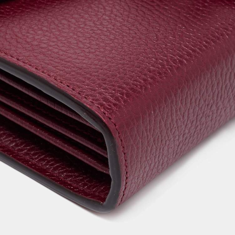 Pre Owned Gucci Dark Red Leather Dionysus Wallet On Chain