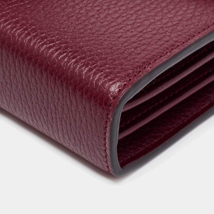Pre Owned Gucci Dark Red Leather Dionysus Wallet On Chain
