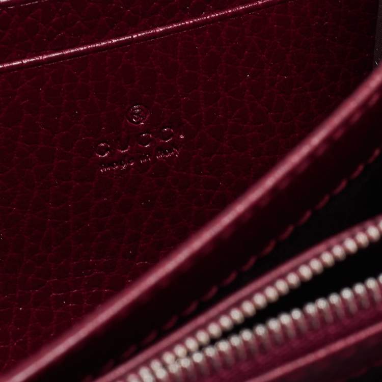 Pre Owned Gucci Dark Red Leather Dionysus Wallet On Chain