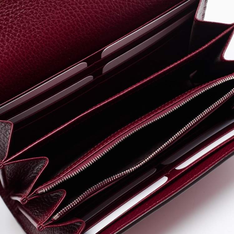 Pre Owned Gucci Dark Red Leather Dionysus Wallet On Chain