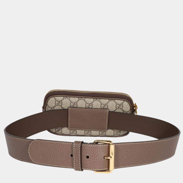 Pre Owned Gucci Brown GG Supreme Canvas Web Small Ophidia Belt Bag