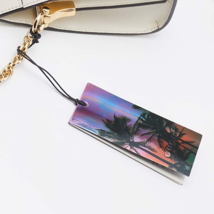 Pre Owned Gucci Beige/White GG Supreme Canvas And Leather Floral Ophidia Chain Bag
