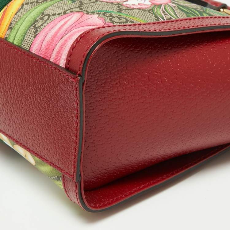 Pre Owned Gucci Multicolor GG Supreme Flora Canvas and Leather Small Ophidia Tote