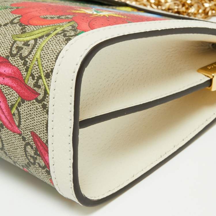Pre Owned Gucci Multicolor GG Supreme Canvas and Leather Small Floral Ophidia Floral Shoulder Bag
