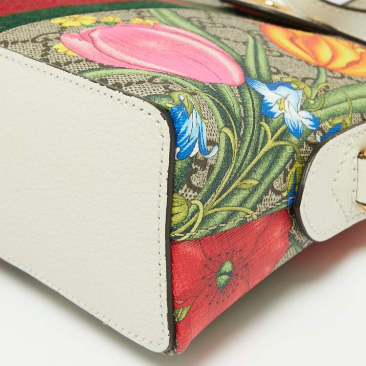 Pre Owned Gucci Multicolor GG Supreme Canvas and Leather Ophidia Flora Dome Bag