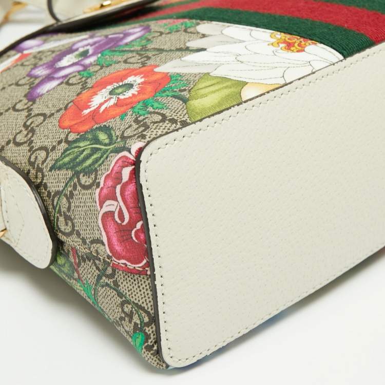 Pre Owned Gucci Multicolor GG Supreme Canvas and Leather Ophidia Flora Dome Bag