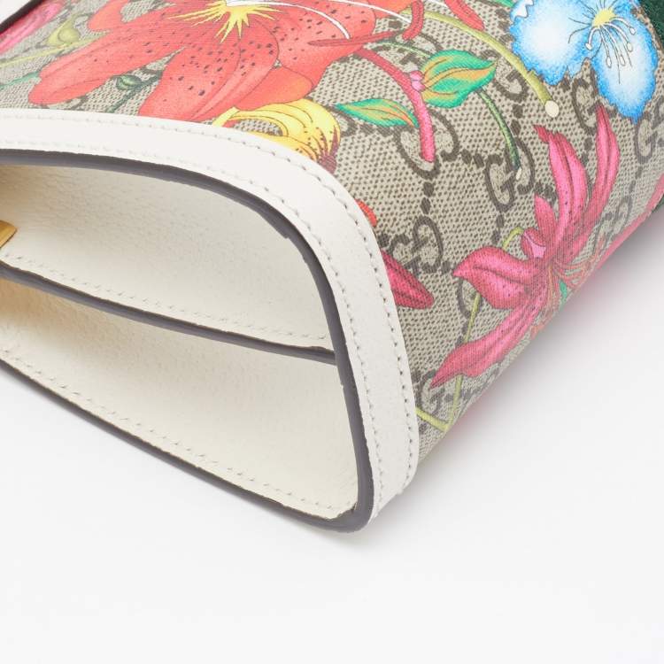 Pre Owned Gucci Multicolor GG Supreme Canvas and Leather Small Ophidia Flora Shoulder Bag