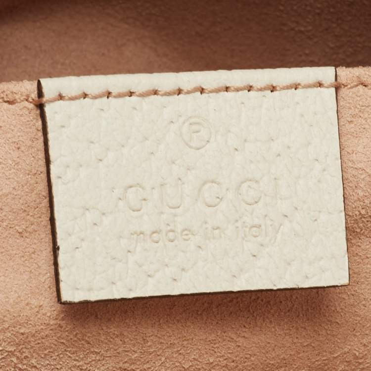 Pre Owned Gucci White Leather Small Ophidia Shoulder Bag