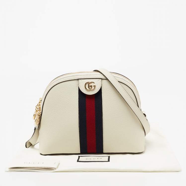 Pre Owned Gucci White Leather Small Ophidia Shoulder Bag