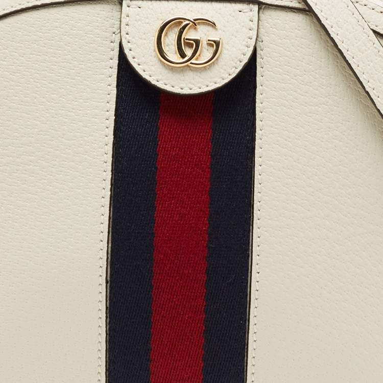 Pre Owned Gucci White Leather Small Ophidia Shoulder Bag