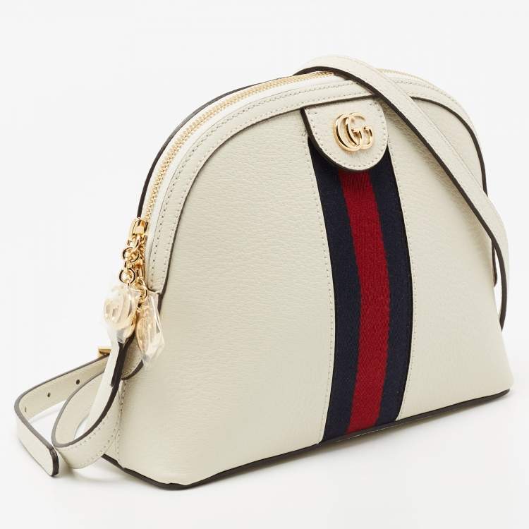 Pre Owned Gucci White Leather Small Ophidia Shoulder Bag